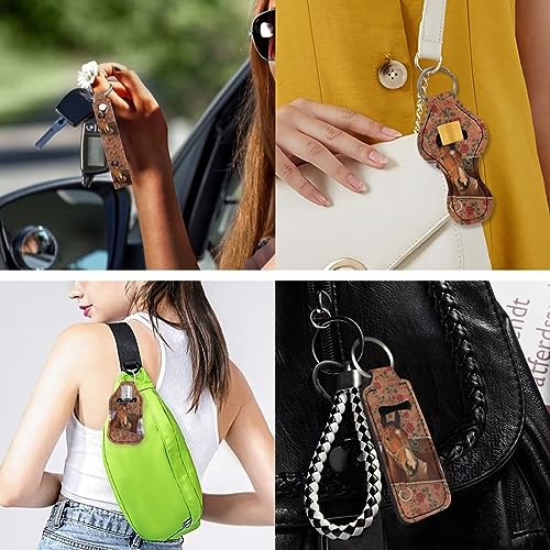 doginthehole Travel Bottle Keychain Holders Set of 4Pcs Leather Wristlet Keychain Chapstick Holder Lipstick Sleeve Pouch4