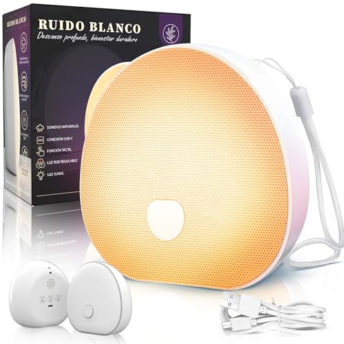 NUEVA Máquina de Ruido Blanco Bebé 3 en 1 PÓRTATIL – Sonidos Relajantes para Dormir y Crear Rutina de Sueño + 7 COLORES de Luz Nocturna Bebé Regulable con TEMPORIZADOR para Dormitorio y Viajes