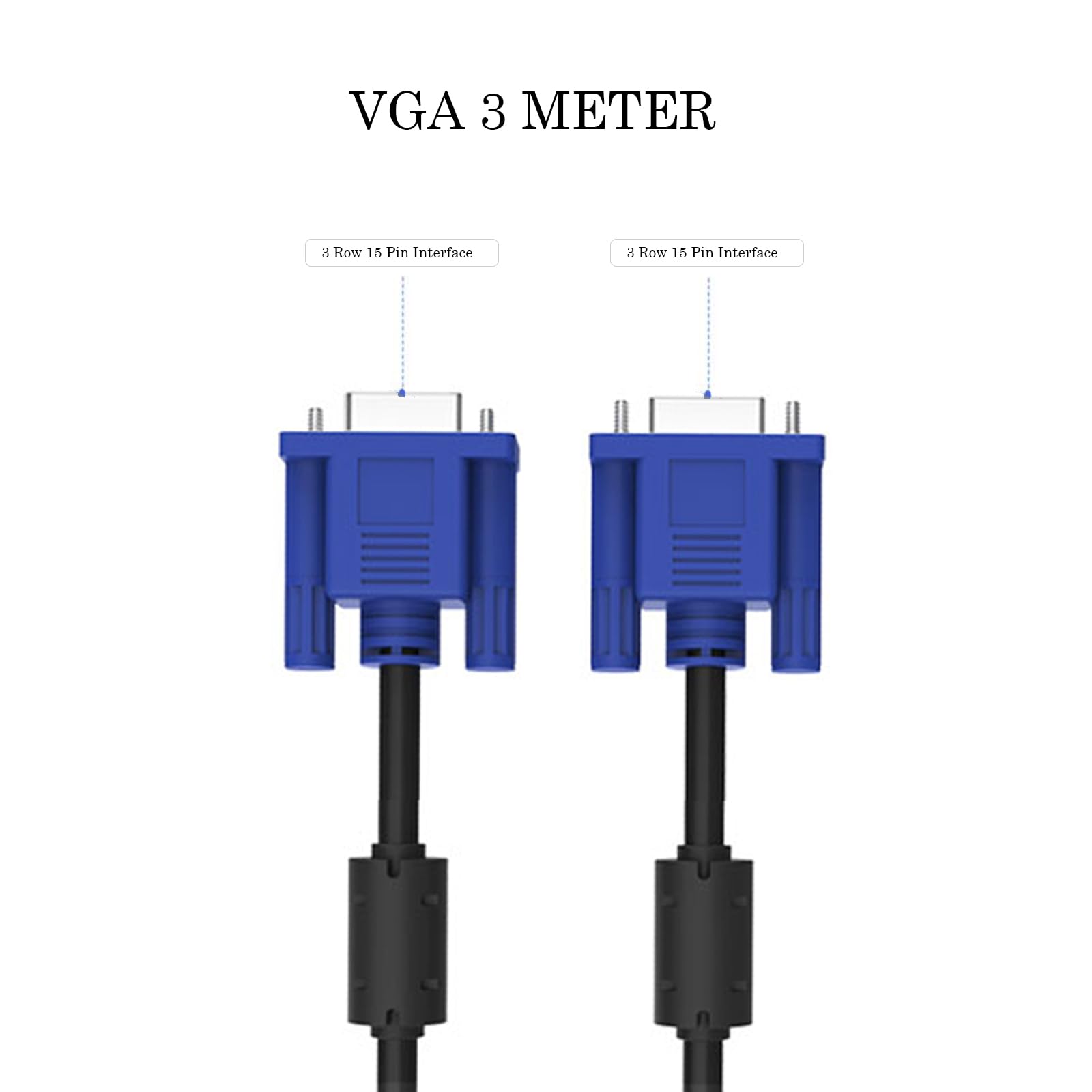 2 Cavi VGA Maschio-Maschio 6 Piedi (1,8 M) - Full HD 1080p - Intrecciati - Per Monitor, PC, Laptop, TV, Proiettore