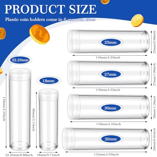 Tubos plásticos para monedas 60 piezas Yaomiao miniatura 2