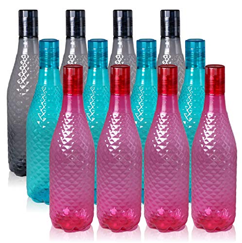Wonder Plastic Prime Magna Fridge Bottle Set, 12 Pc Bottle, 1000 Ml, Red Blue Green Color, Made In India