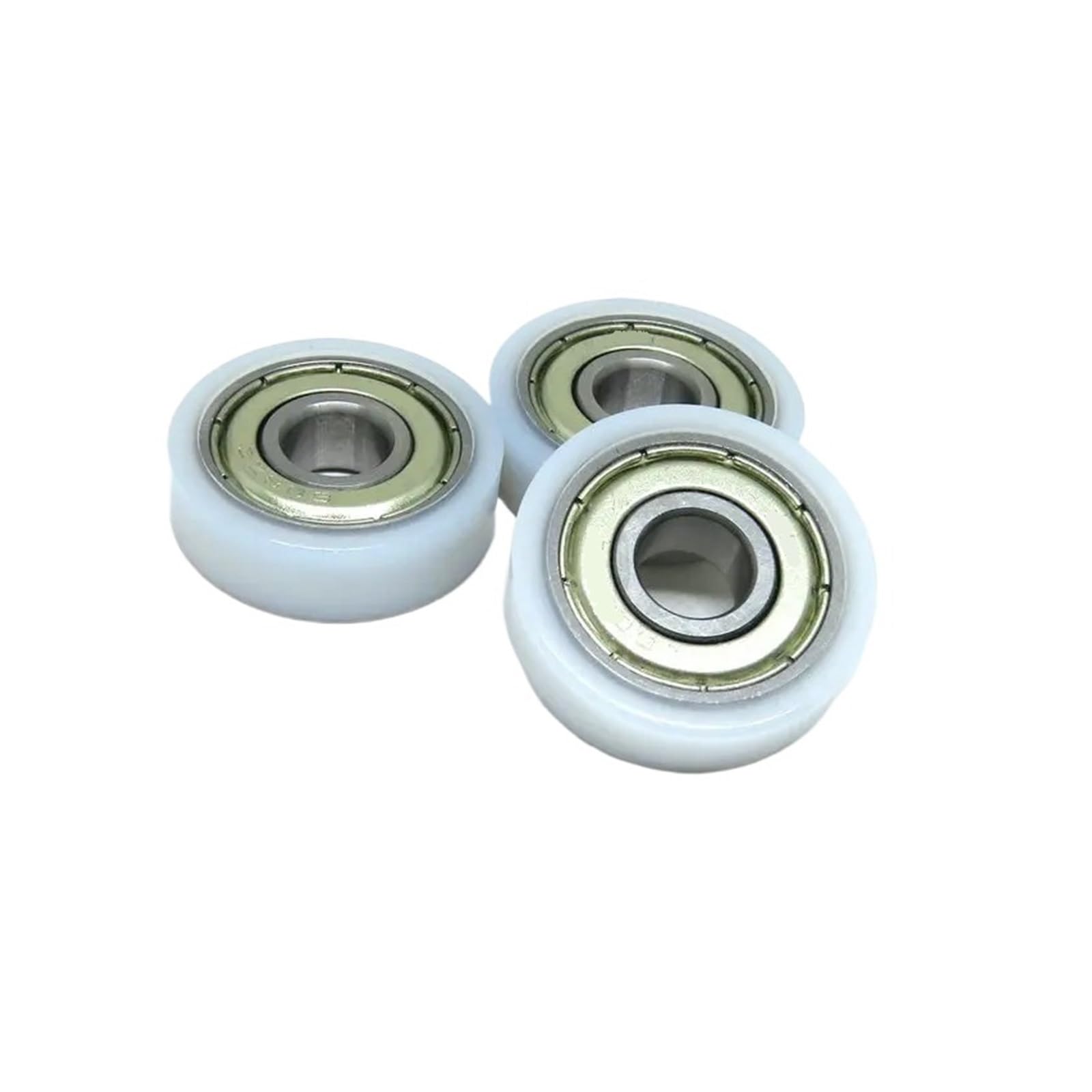 NOBIRTBSA 10 Pieces 8 * 26 * 8mm Embedded 608zz Bearing 26mm Wrapped Rubber Pulley POM/Nylon Bearing BS60826-8 8x26x8 Plastic Flat Guide Pulley
