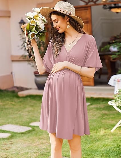 ELESOL Labor and Delivery Gown for Hospital 3 in 1 Short Sleeve Maternity Nursing Dress Nightgown