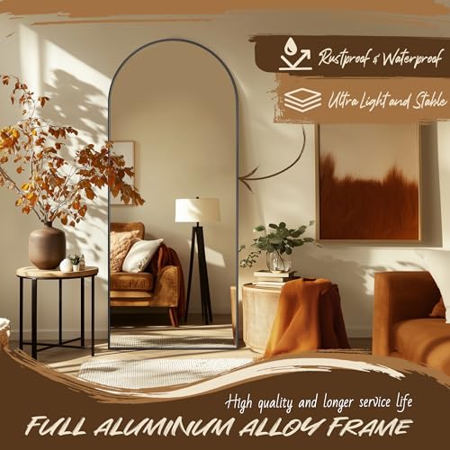 Full Length Mirror, 58"x21" Arch Floor Mirror, Floor Standing Freestanding Full Body Mirror with Stand for Bedroom, Hanging Mounted for Living Room Cloakroom, Black