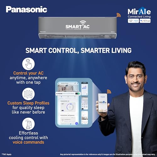 Image of Panasonic 1.5 Ton 5 Star New Star rated Premium WiFi Inverter Smart Split AC (DustBuster Tech,Matter Enabled,AI,nanoe, Higher Airflow, Copper Cond., 8in1 Convertible, 4-Way, CS /CU-HU18CKY5XFMH-P,Grey)