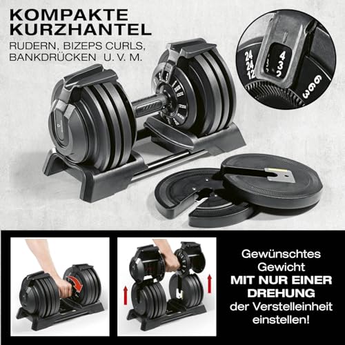 Multifunktionshantel Set von 3-24 kg | Verstellbar zu Kurz- & Langhantel und Kettlebell | Vielseitiges Training zu Hause | Ideal für Kraftaufbau und Ausdauer | Für ein effektives Workout – Bild 3
