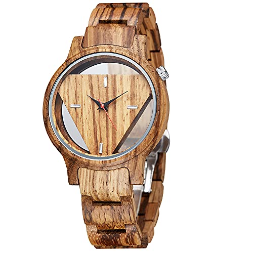 Hombres de madera con correa de cuero genuino movimiento de cuarzo hombres casual moda negocios reloj de pulsera