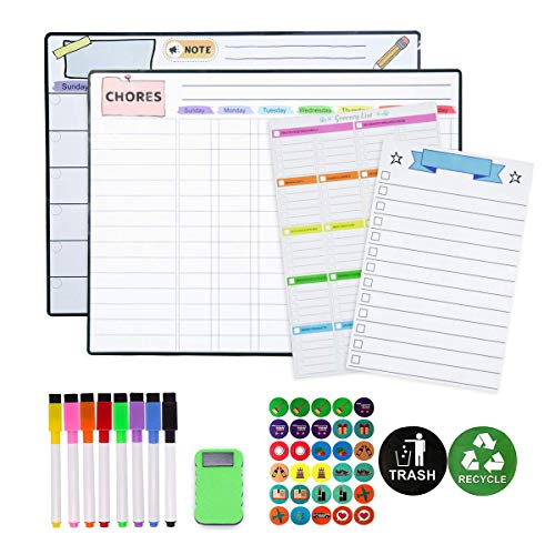 Magnetic Dry Erase Calendar Kit, 4 Pack Feela Magnetic Whiteboard Calendar for Refrigerator