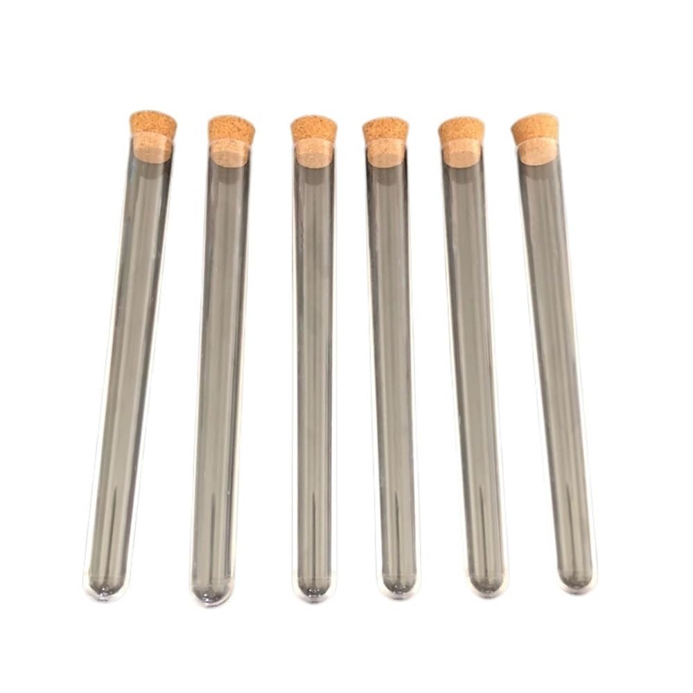 Yinxi 100 unids/Pack 15 * 150mm Tubo de ensayo de plástico Transparente con tapón de Corcho Tubo de Laboratorio Inferior en Forma de U