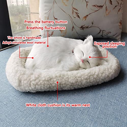 Sleeping Cat Toy Breathing Cat Stuffed Animal Doll with Mat Plush Toys for Children Home Ornament Soft Mat Bed and Simulated Sound (3) - Image 3