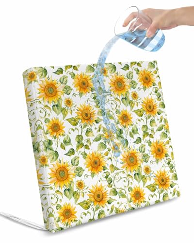 2 Pack Sunflower Waterproof Cushion Covers with Ties, Outdoor Patio Chaise Lounge Chair Seat Cushion Slip Covers Replacement(Only Cover) Watercolor Summer Floral Pastoral 20