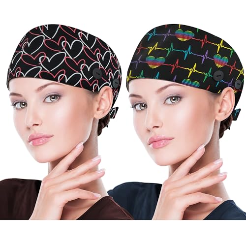 Image of ABAMERICA Working Caps with Button and Sweatband, Adjustable Working Hats for Women Men, One Size(Tie Back or Toggle)