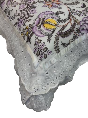 Image of VHC 100% Cotton Lace Pillow Cover /Case Set (Pack of 2)-Maroon (Lavender Bloom)