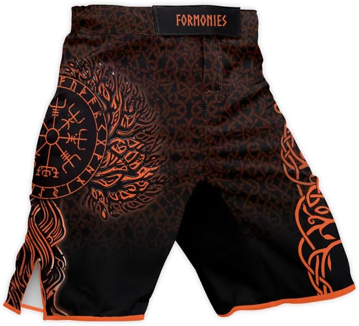 Viking Men's Fight Short MMA BJJ Training No Gi Grappling Shorts Trunks Fight Wear with Drawstring