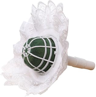 Bridal Bouquet Holder - Floral Foam Handle Lace Bouquet Collar,Lightweight Foam Bouquet Holder for Wedding Flower Arrangements,DIY Crafts(White)