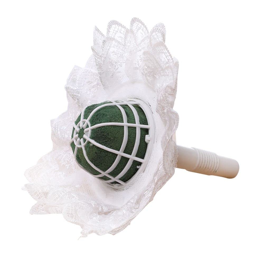 Bride Bouquet Holder,DIY Wedding Foam Bouquet Handle,Fresh Artificial Flower Holder,Artifical Flower Arrangements Bouquet Holder(White)