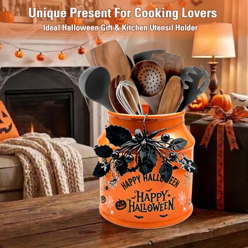 BOXJINCO Halloween Kitchen Decor, Halloween Ceramics Utensil Holder | Artificial Spiders Halloween Decor with Utensil Holder Halloween, Halloween Farmhouse Indoor Kitchen Decorations 7.6inch - image 9