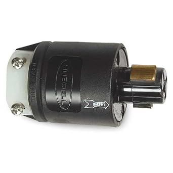 Hubbell HBL23035B Hubbellock Plug, 2 Pole 3 Wire, 20 amp, 125V