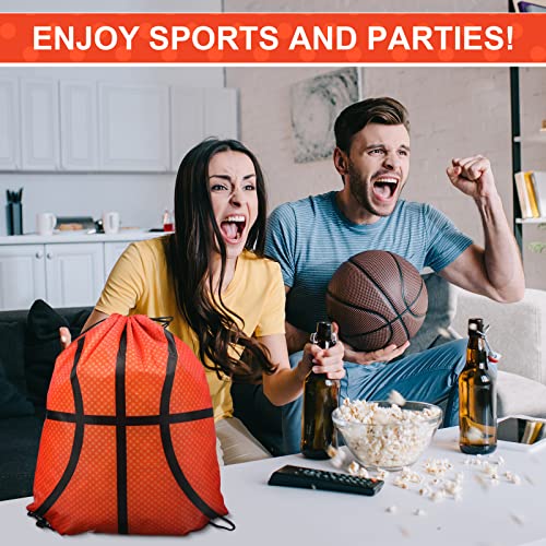 Saintrygo 24 Pcs Basketball Party Favors Bag Basketball Party Gifts Bag Bag Drawstring Backpack for Kids Basketball Sports Birthday Party Supplies (Basketball Style) - Thumbnail 7