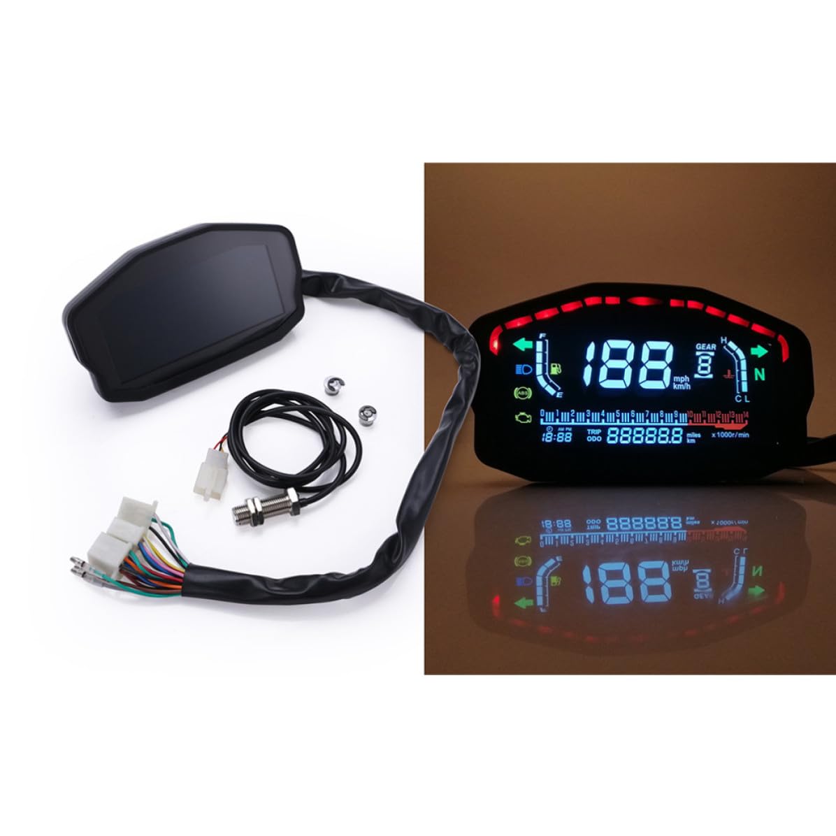 Digitaler Lcd Tachometer 12v mit Wassertemperatur und Kilometerzähler