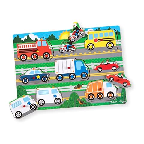 Melissa & Doug Rompecabezas de madera de vehículos y transportes Cover