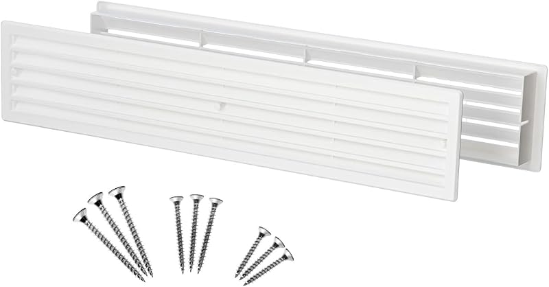 Two-Sided Door Vent Cover 17.7x3.6 inch with Screws - White Plastic Ventilation Grille - Door Vents for Interior Doors - Door Louver Vent - Door Return Air Vent with Screws, by Steinberg14