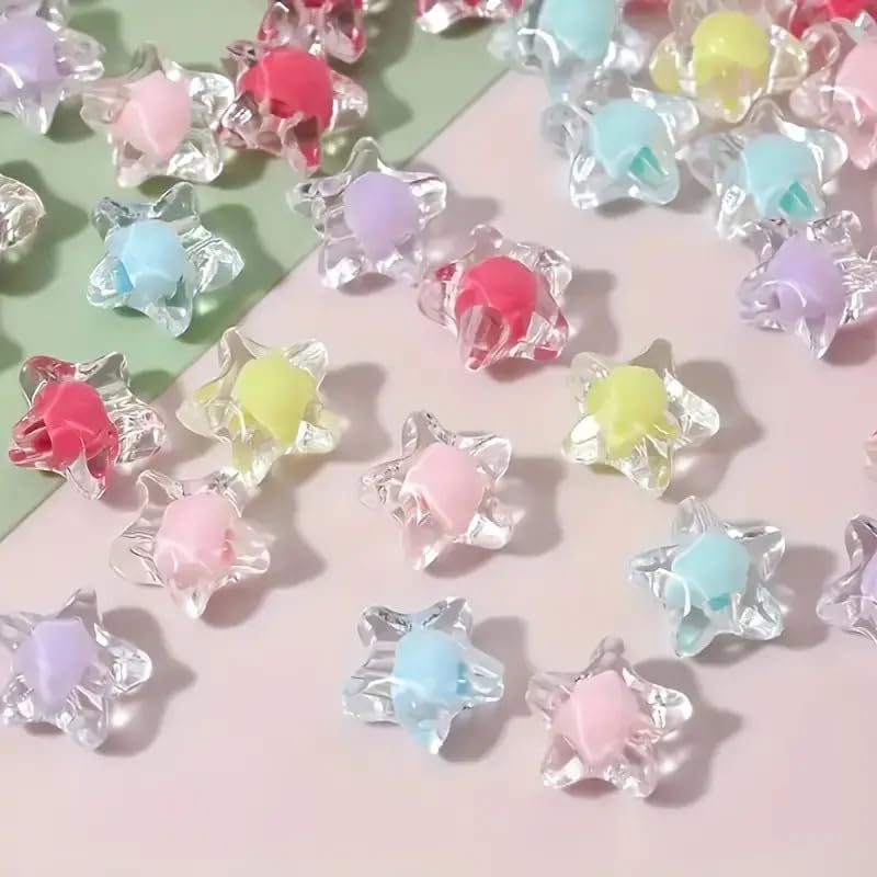 Multicoloured Star Shaped Acrylic Beads, 50 Pieces-image-23
