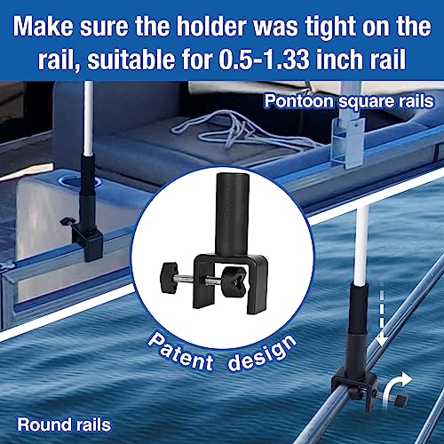 Image of Affordura Boat Flag American Boat Flag Marine 12x18 with Poles and Mount for 0.5 inch-1.33 inch Round & Square Rails, with 2 US Flag Clips, Fun Cool Pontoon Boat Accessories