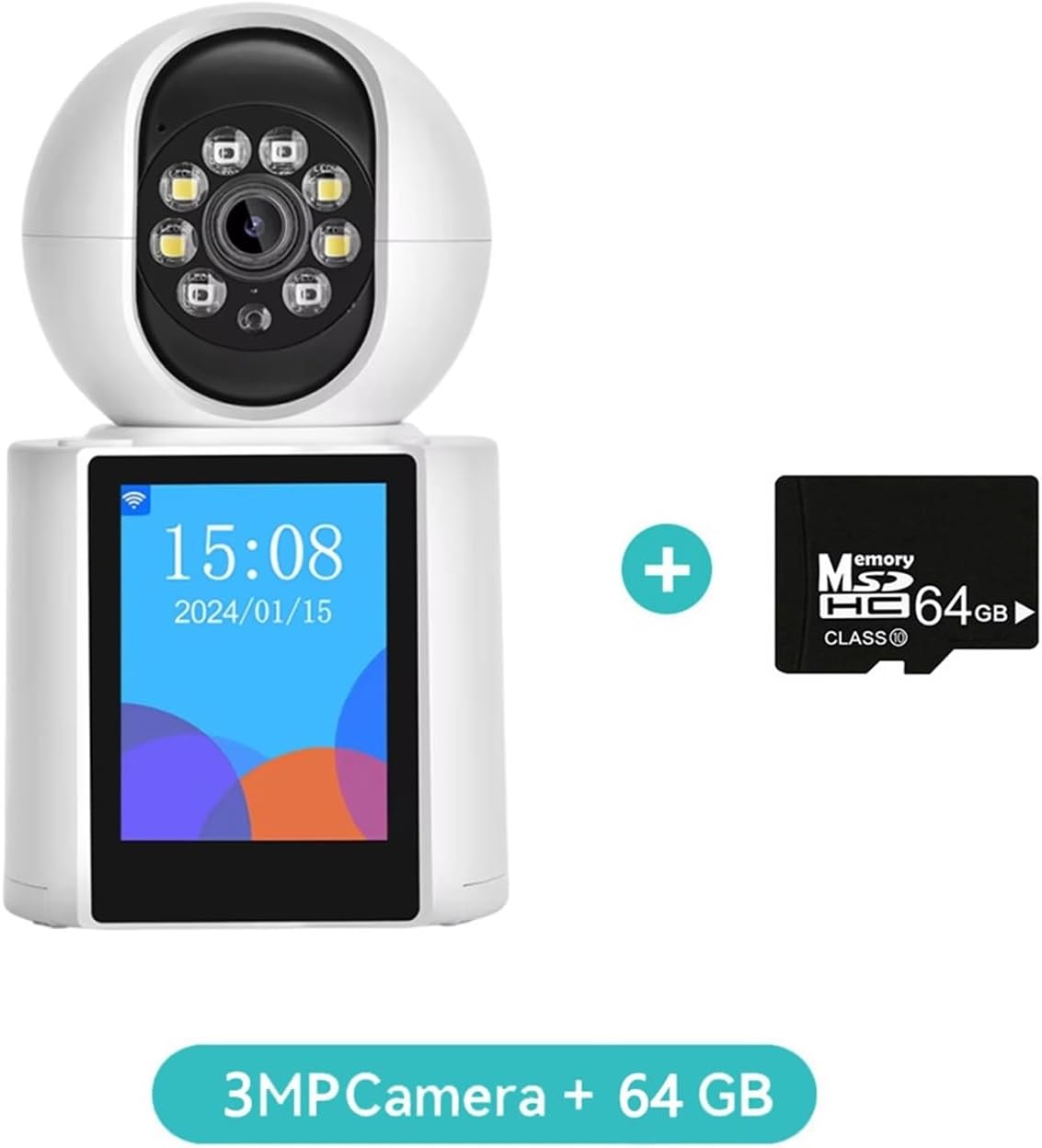 3MP PTZ WiFi Baby Monitor Camera with 2.8 Inch Display Screen, Two-Way Audio & One-Click Video Call, Smart Home Security Camera Compatible with ICSEE APP(EU Plug,Camera Add 64G Card) image 2