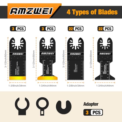 50PCS Titanium Multi Tool Blades,Universal Oscillating Multitool Blades for Wood Plastics Metal Cutting,Quick Release Oscillating Tool Accessories Compatible with Dewalt Milwaukee Ryobi Rockwell 2 50PCS Titanium Multi Tool Blades,Universal Oscillating Multitool Blades for Wood Plastics Metal Cutting,Quick Release Oscillating Tool Accessories Compatible with Dewalt Milwaukee Ryobi Rockwell - Image 2