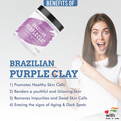 Image of Brazilian Purple Clay For Face Care, Skin Care & Hair Care (100% Pure & Natural) - 200g