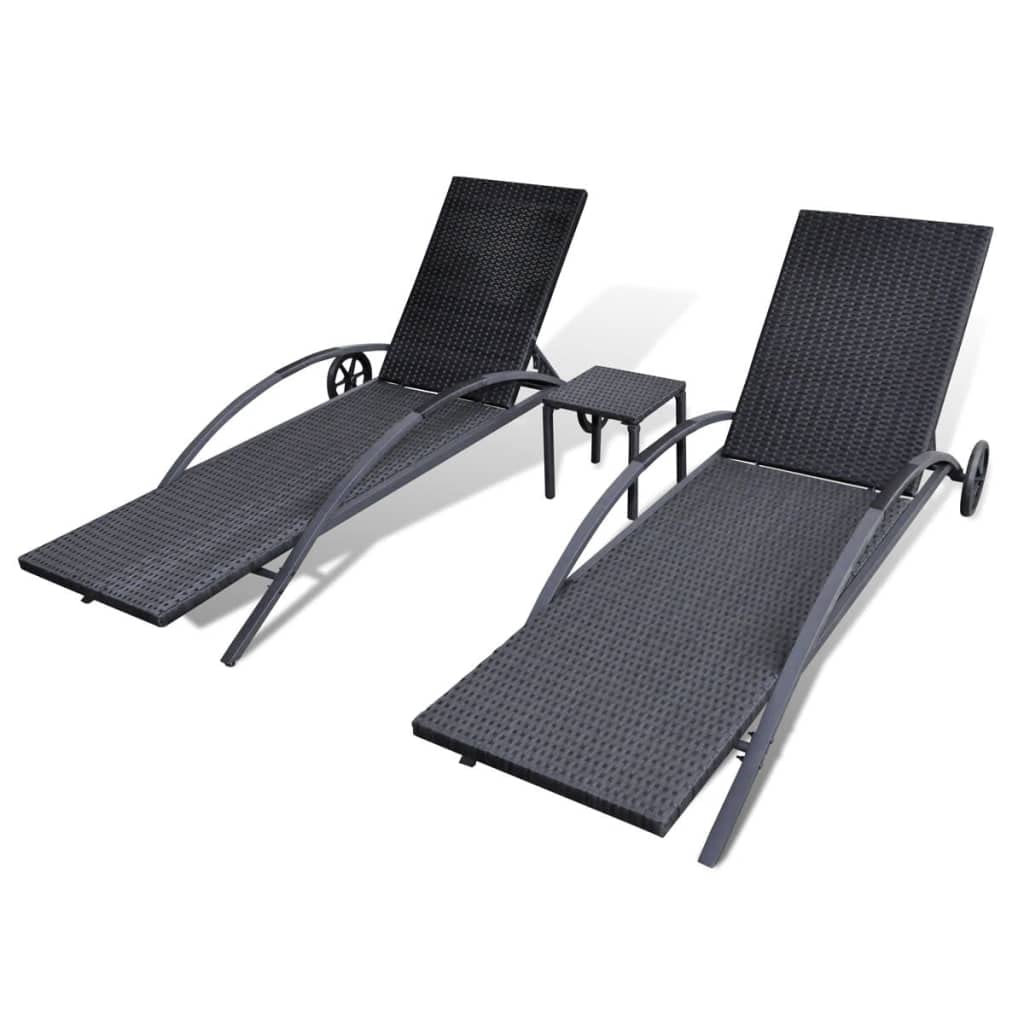 VidaXL Poly - Conjunto de tumbona de ratán, color marrón/negro