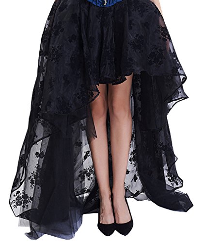 Charmian Women's Steampunk Gothic Irregular Floral Print High Low Party Skirt
