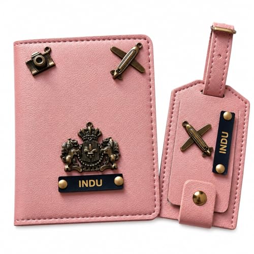 Image of Eco Leather Unisex Passport Cover and Luggage Tags (Pink)
