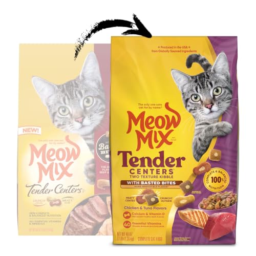 Image of Meow Mix Tender Centers, Dry Cat Food, Chicken & Tuna Flavors, 3 lb. Bag