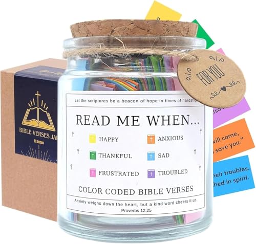 Bible Verse Jar, Christian Gifts for Women, Inspirational Scriptures for Women, Daughters, Bible Accessories, Easter Basket Gifts, Decorative Glass Inspirational Scripture Jar