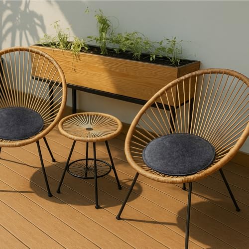 Miqio Design Filz Sitzkissen Rund mit Antirutschnoppen | 35cm | 4er-Set | Indoor und Outdoor | Nachhaltig aus recycelten PET Flaschen | Waschbare Stuhlkissen rutschfest | Dunkelgrau