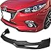 Front Bumper Lip Compatible with 2014-2016 Mazda 3, V3 Style PP Unpainted Black Air Dam Chin Diffuser Lip by IKON MOTORSPORTS, 2015 2016