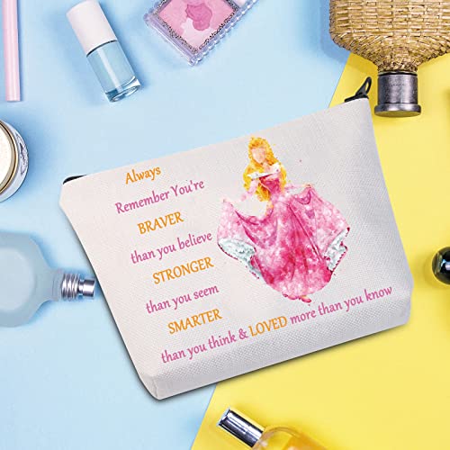 WZMPA Princess Cosmetic Makeup Bag Movie Fans Gift You Are Braver Stronger Smarter Than You Think Princess Makeup Zipper Pouch Bag for Women Girls Always Sleeping Aurora - Image 3