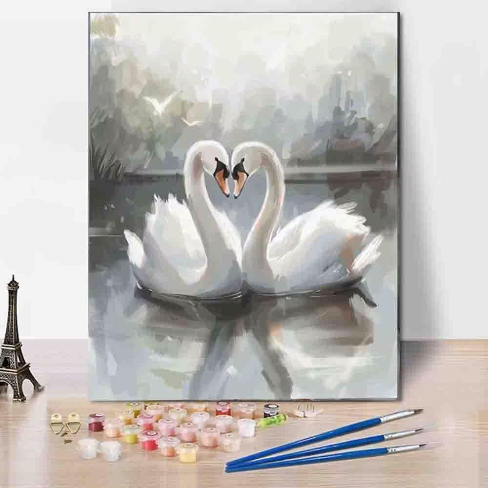 Amazon.co.jp: 数字油绘 白鳥 Paint by Numbers 動物 手塗り DIY大人用
