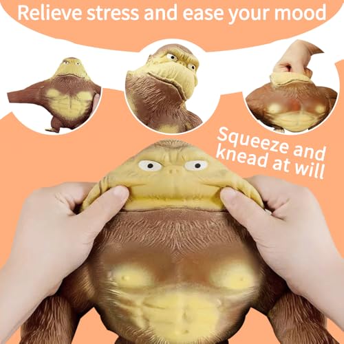 HuaMuDM Gorilla Squeeze Toy,Squishy Monkey Toy,Stretch Gorilla Toy,Gorilla Stressabbau Spielzeug,Gorilla Spielzeug zur Stressreduktion