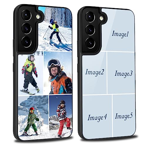 Personalized Photos Rubber Phone Case Compatible with Samsung Galaxy S25/EDGE/S24 FE/S23 FE/S23 Ultra/S23 Plus/S22/S21/S21 FE/S20 FE/A15/A14/A54/Note 20 Ultra/10 with iPhone 16 15 14 13 12(5 Collage)