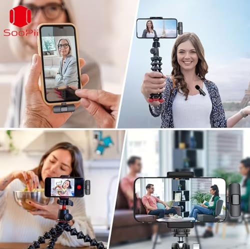 Image of SOOPII Type-C Wireless Collar Microphone for Android, Noise Cancellation Clip-On Mini Mic for YouTube, Vlogging, Reels, Interviews, Plug & Play Lavalier Mic for Video Recording, 6H Backup, 65ft Range