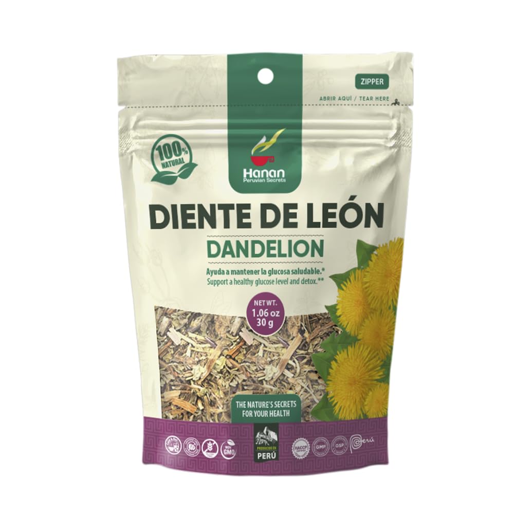 Hanan Peruvian Secrets Diente De Leon Herbal Tea | 100% Natural Dandelion Leaves | 1.06oz / 30g | Naturally Supports Healthy Digestion | Soothes Occasional Stomach Discomfort