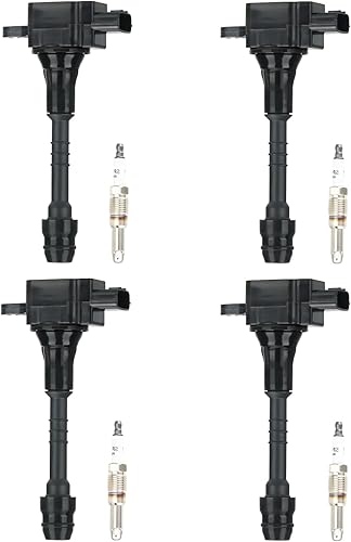 Paquete de bobinas de encendido + bujías de iridio para Nissan Sentra 2002 2003 2004 2005 2006 1.8L, 5C1394 50078 C1397 E1048 E381 52-1745 UF-351