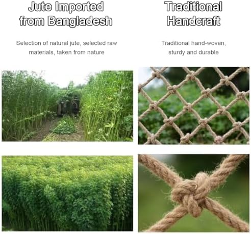 Natural Jute Safety Netting for Kids & Pets, Anti-Fall Balcony & Treehouse Protection, Multiple (1M x 8M, Jute Color) - Durable Loft & Patio Fence Net