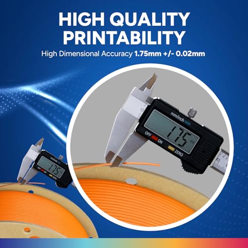 Image of OVERTURE PLA Plus (PLA+) Filament 1.75mm, Stronger & More Durable, Professional Toughness 3D Printer Filament 1kg (2.2lbs), High Precision + /- 0.02mm, Tangle-Free (Orange)