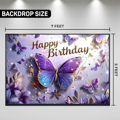 Image of Happy Birthday Theme Backdrop Banner 5x7 ft - Digital Print Cloth Background, Reusable Birthday Party Wall Decoration for Girls, Photo Booth & Stage Decor (BD 2)