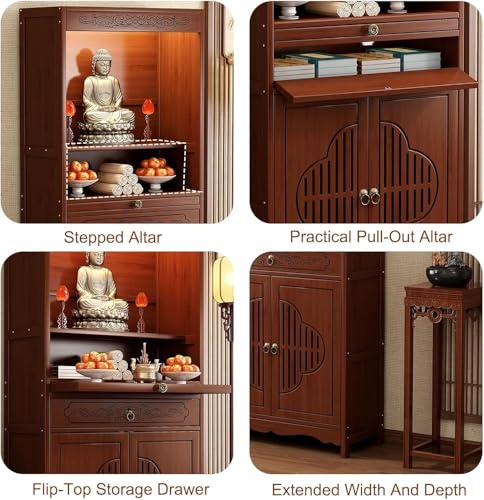 Mesa de altar de madera con tabla extraíble para decoración de templos domésticos 6