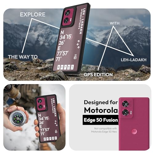 Image of KAPAVER GPS Edition Back Cover Case Compatible for Motorola Edge 50 Fusion /Motorola G85 5G / Motorola G96 5G(PC + TPU) (Leh-Ladakh-Black)